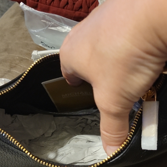 Michael Kors Cora Black and Gold Shoulder Bag - Picture 3 of 7